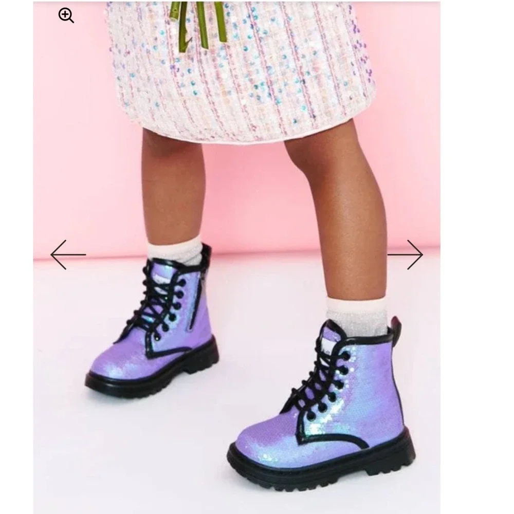 Lola + The Boys Like New Lavender‎ Sequin Combat Boots EU 32/US 1 swiftie